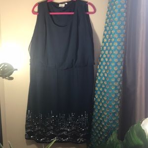 Navy layered chiffon dress Junarose